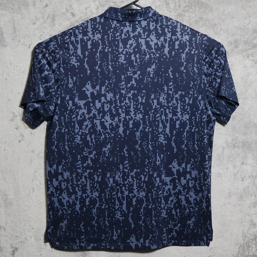 Nike Polo Shirt Mens Large Blue Dri-FIT Golf Digital Camo Golf Preppy CU9533-451